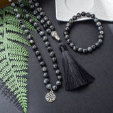 Collier Mala en Labradorite + Bracelet Offert